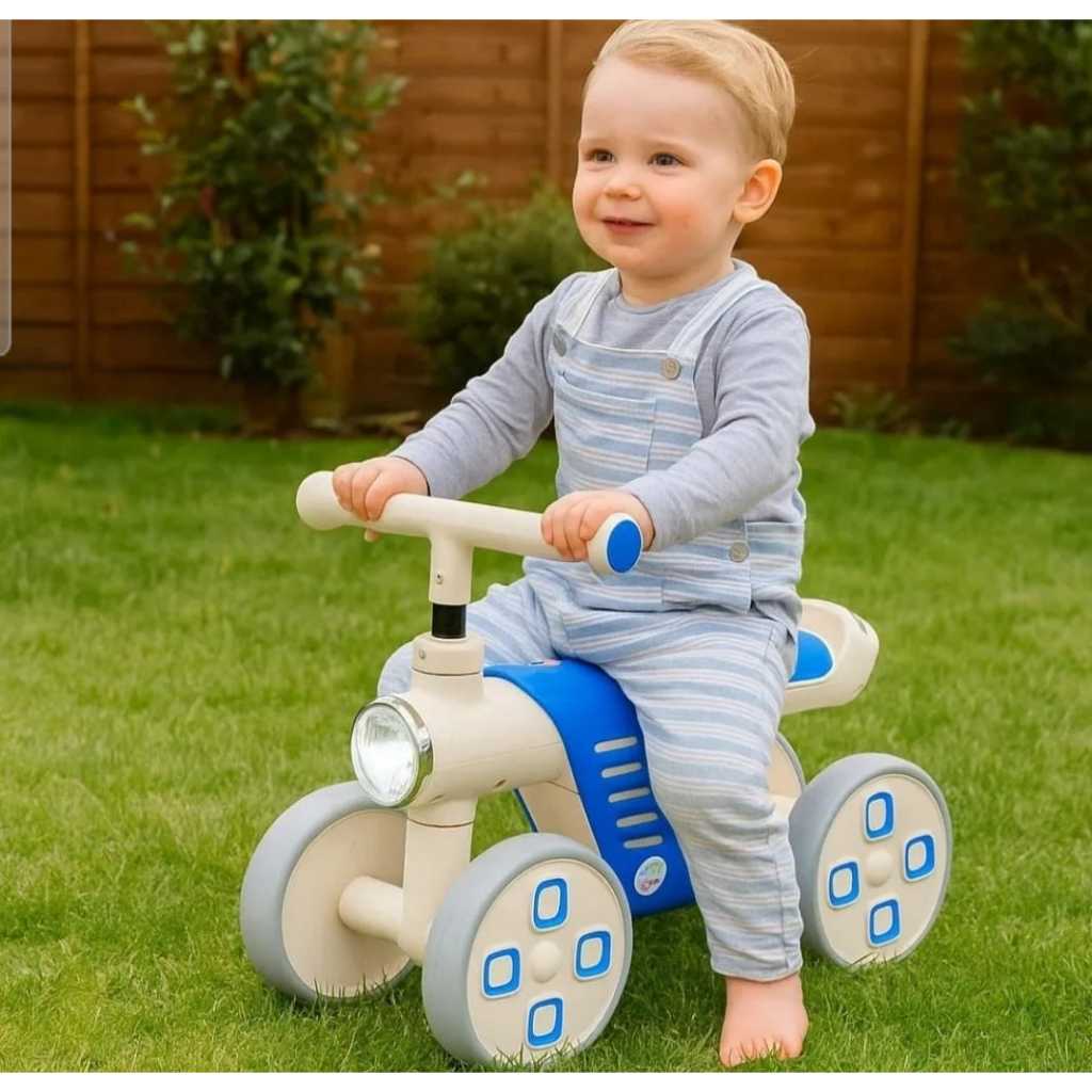 Mini Bike Infantil de Equilíbrio 4 Rodas Azul Vermelha Estável Design Moderno Aprendizado Diversão