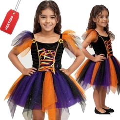 Fantasia Bruxa Infantil Colorida Menina Luxo Fantasia Brilho Bruxinha Halloween Carnaval Aniversário