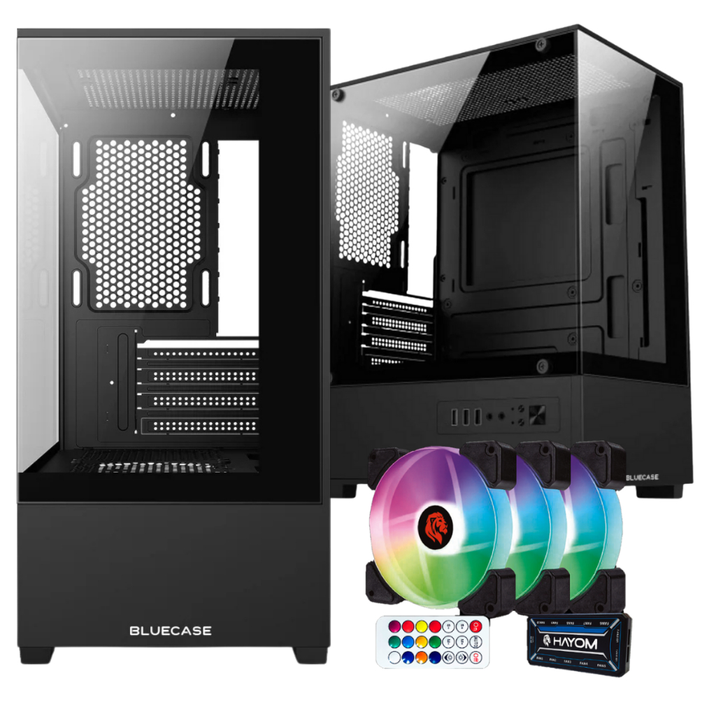 Gabinete computador Gamer com Controladora RGB e 3 Fans , Micro Atx Mini Itx Vidro Temperado Usb 3.0