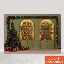 Fundo Fotográfico Natal Brinquedos Painel Natalino Em Tecido Sublimado para Fotos