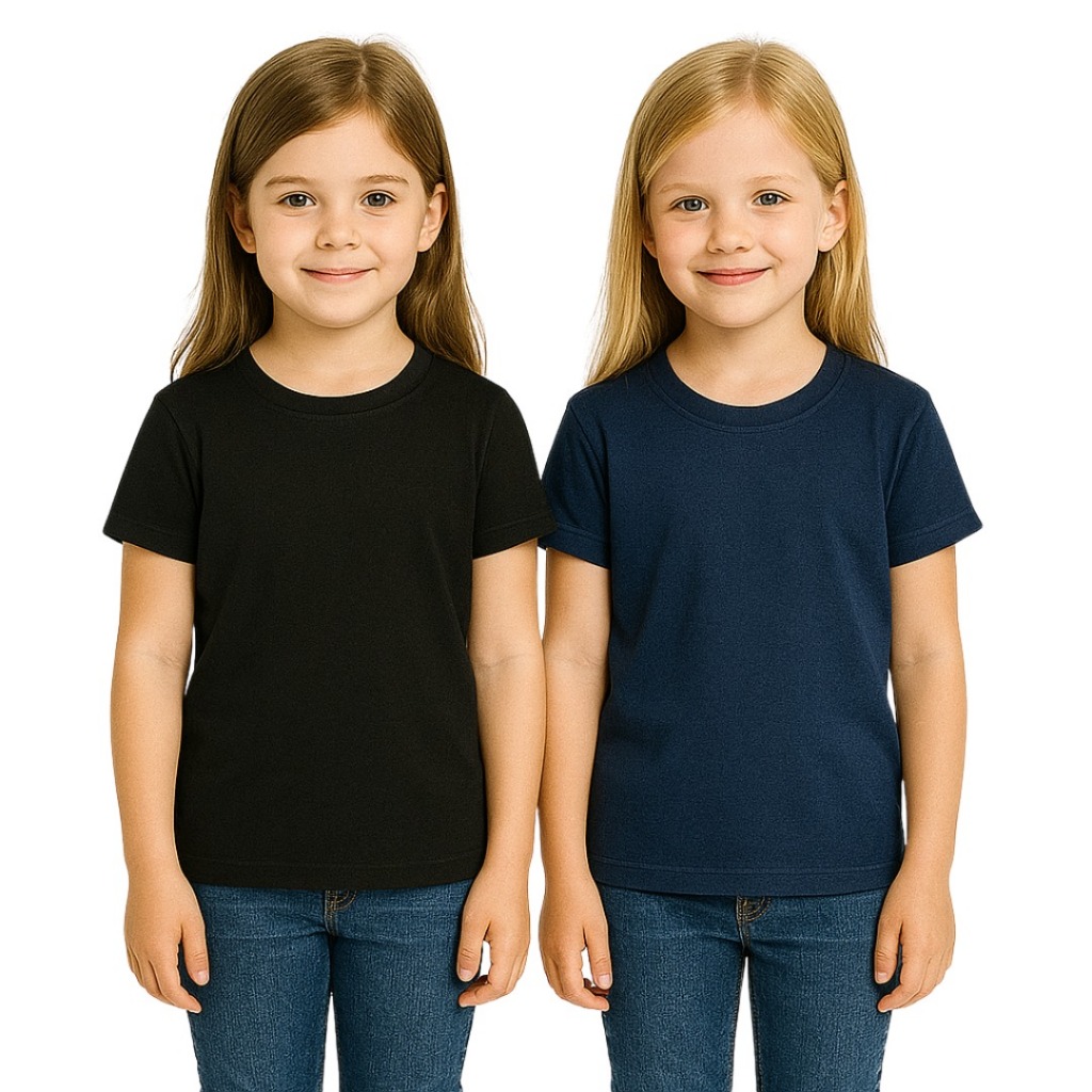 Kit 2 Camisetas Infantil Juvenil Femininas 100% Algodão Premium Básicas Lisas em Oferta na Shopee