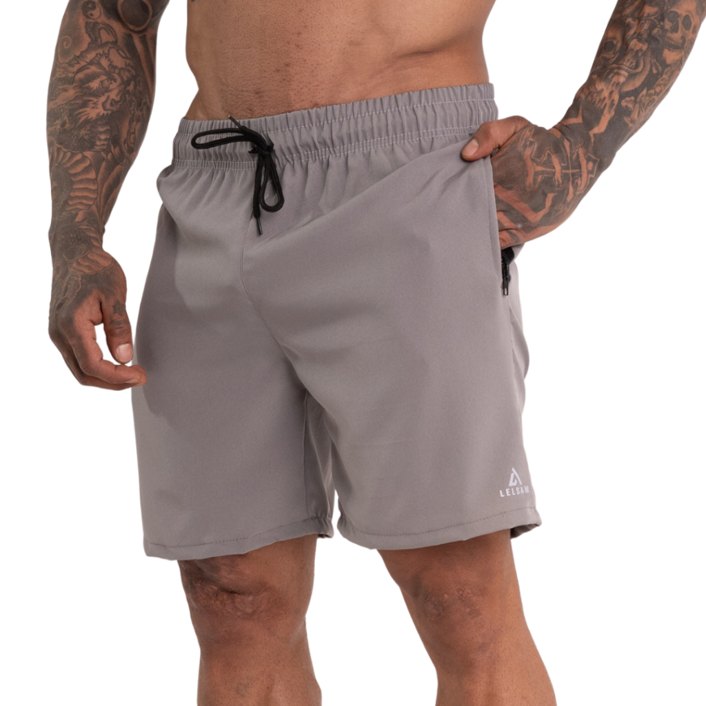 Bermudas Tactel Masculina Academia Praia Secagem Rápida Bolso Zíper Cordão Ajustável