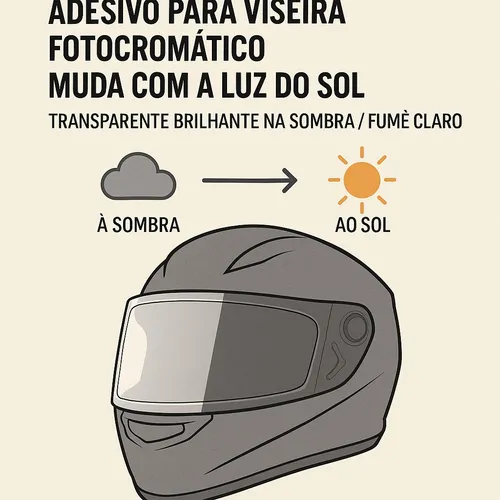 Detalhes do Película PPF Universal Capacete Moto Fotocromático Transition Fumê Escurece no Sol