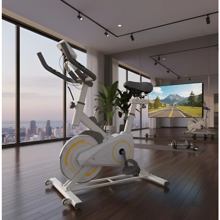 Bicicleta Ergométrica Spinning Branca 13kg Silenciosa com Painel Digital e Ajuste de Intensidade
