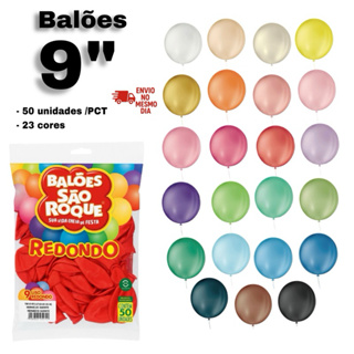 Balão São Roque 9 polegada c/50 uni - Látex em Oferta na Shopee