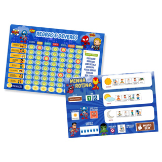 Kit Quadro de Incentivo + Quadro de Rotina Infantil - Tema Heróis Baby para Atividades e Motivação Diária em Oferta na Shopee