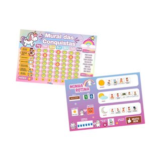 Kit Quadro de Incentivo + Quadro de Rotina Infantil Unicórnio para Atividades e Motivação Diária em Oferta na Shopee