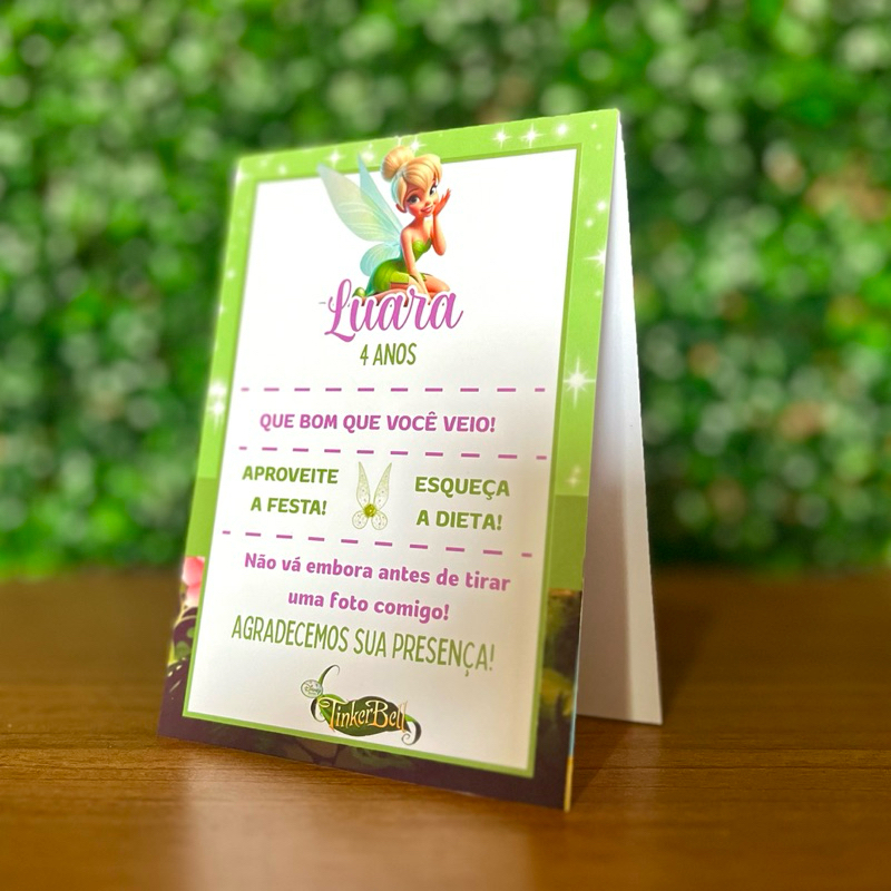 Centro de Mesa Tinker Bell - Plaquinha de Mesa para Aniversário Sininho - Tinker Bell - Petter Pan