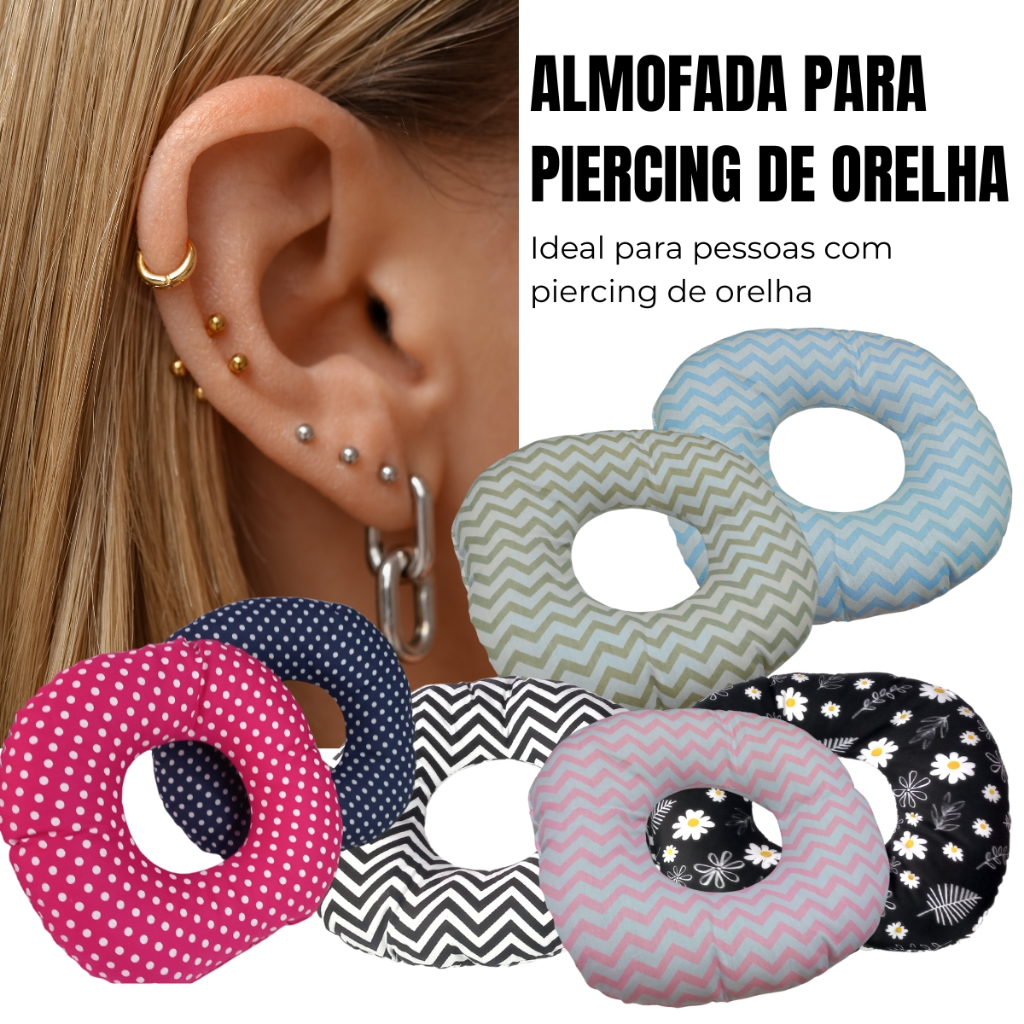 Almofada de Piercing para dormir Protetor de Ouvido com Furo no meio em Oferta na Shopee