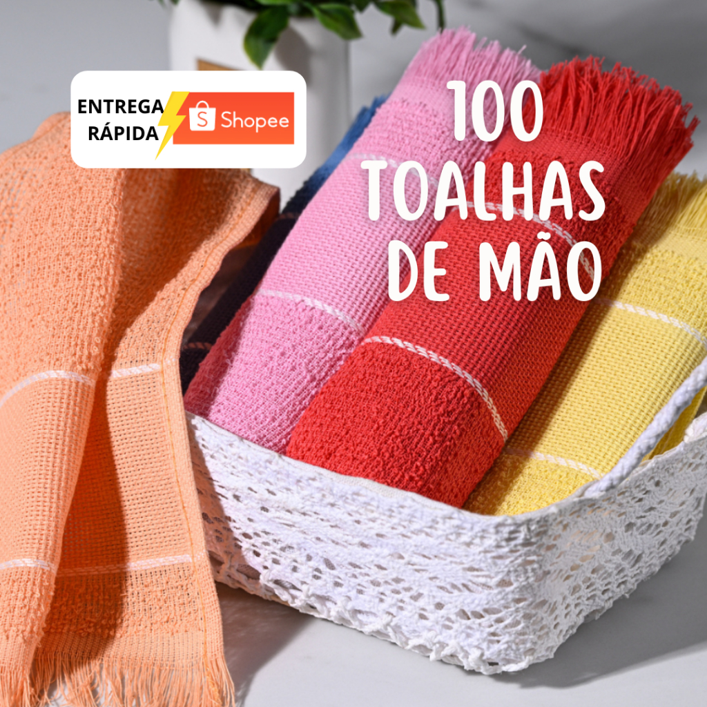Kit 100 Toalhas Mão Social Toalhinha Artesanado Bordado Escola Doação Lancheira Criança Lavabinho