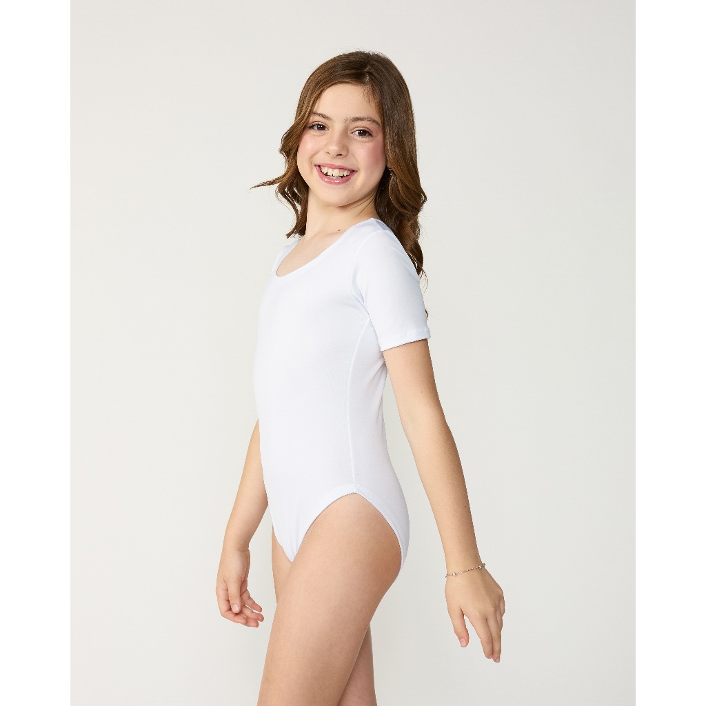 Body Infantil Manga Curta Collant Roupa Ballet Balé Bailarina Manguinha Curta Moda Verão
