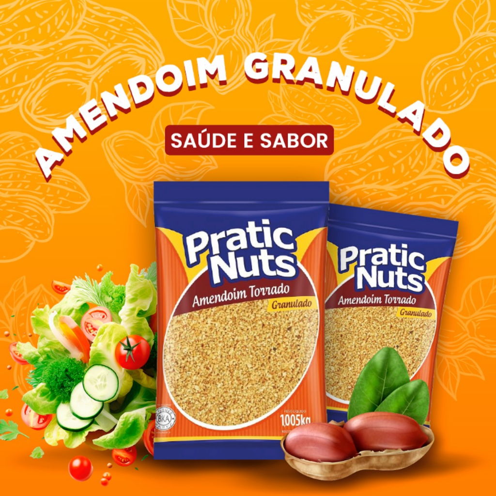 Amendoim Torrado Granulado 1,005 Kg Pratic Nuts