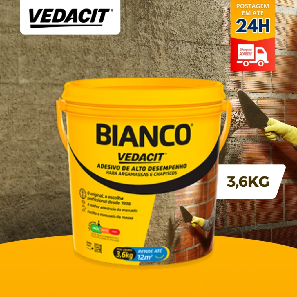 Bianco Adesivo de Alto Desempenho Para Argamassa Chapisco Liquido 3,6Kg Vedacit