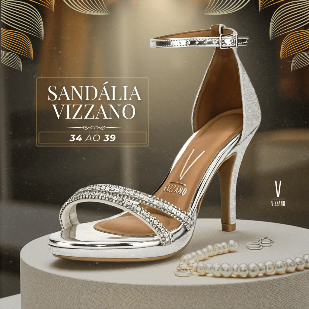 Sandália Vizzano Festa Salto Fino 33 ao 39 Feminino Original Lançamento Sandália Brilho Strass