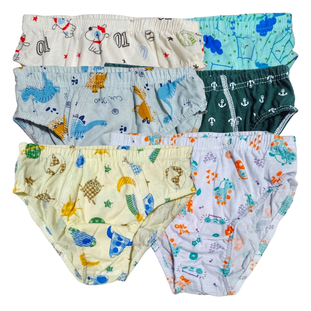 Kit 6 Cuecas Slip Infantil Algodão Cores Sortidas Lindas Estampas 