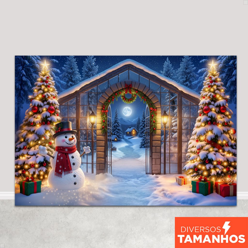 Painel Fundo Fotográfico Natalino Polo Norte Para Fotos Newborn Em Tecido Sublimado - C-712