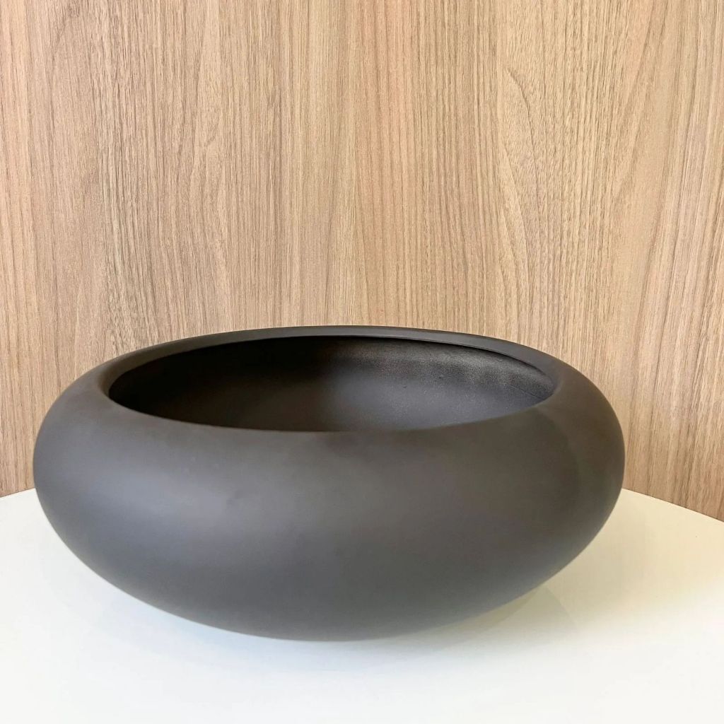 Vaso cachepot preto fosco  ikebana bacia cerâmica arranjo Orquídea planta suculenta