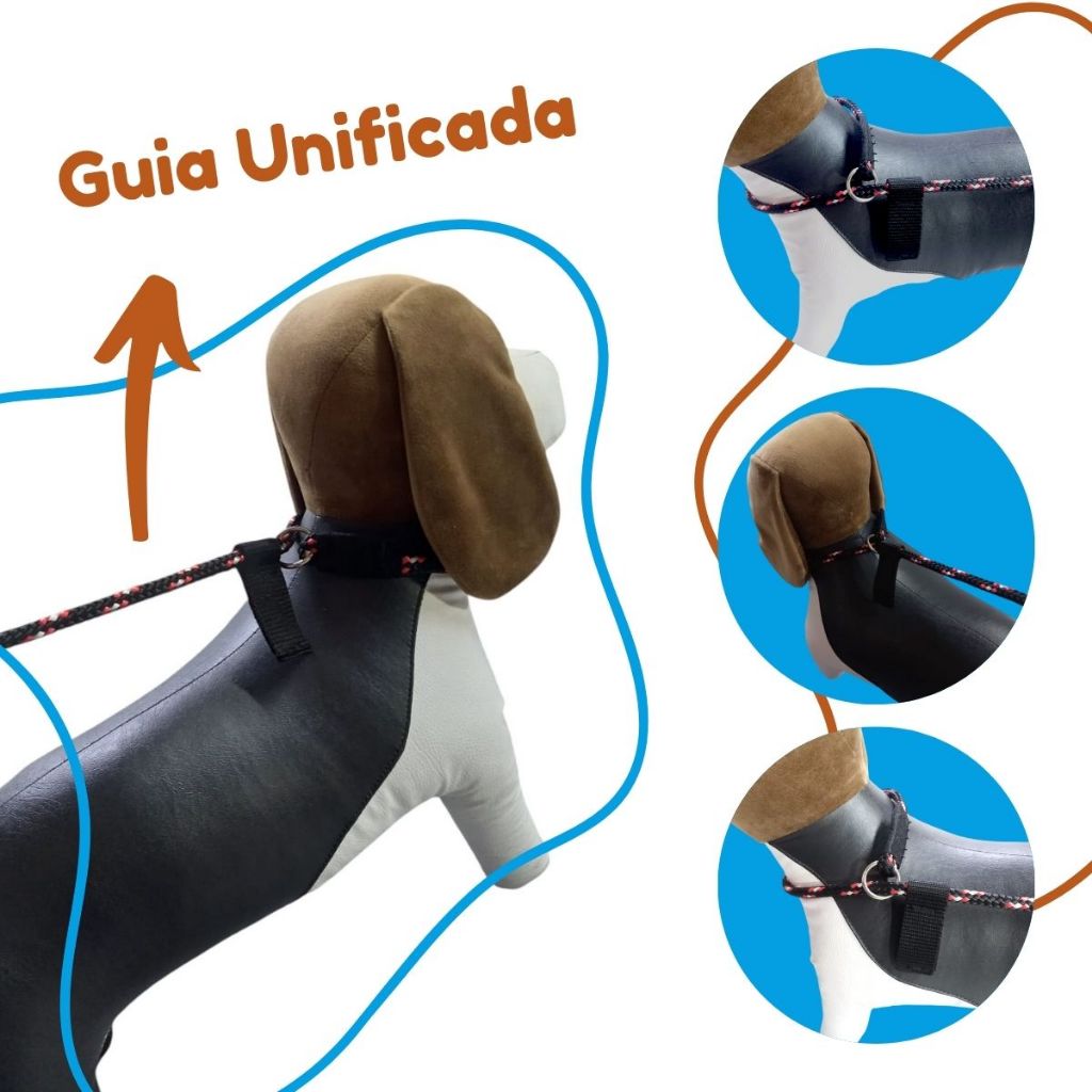 Guia Coleira Unificada 1 Metro Adestramento De Cães Passeio Educativa Resistente