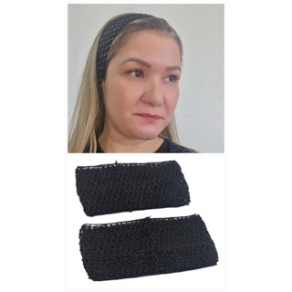 Faixa Elástico de Crochê Pra Cabelo Modelo Básico Preta Kit com 6 ou 12 Unidades em Oferta na Shopee