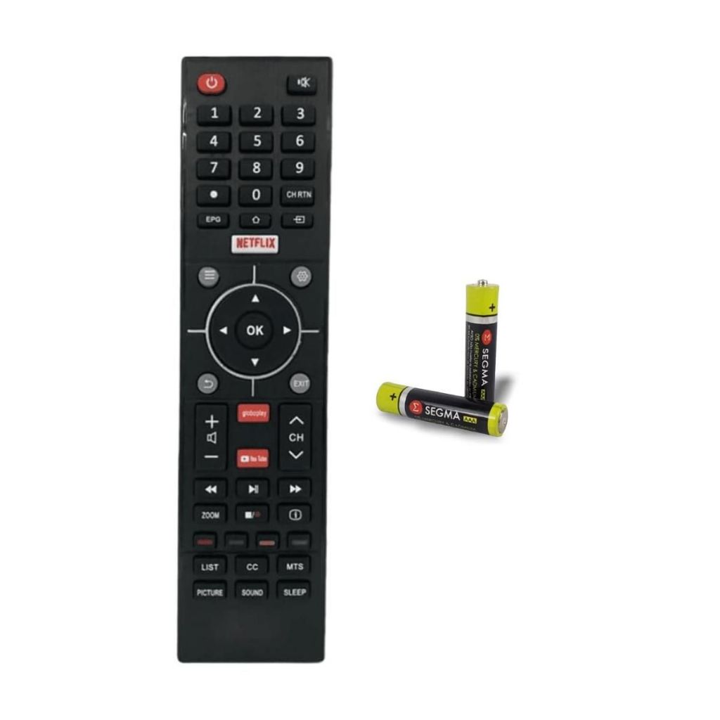 Controle + Pilhas Para Tv Smart Toshiba C/ Tecla Netflix PretoControle + Pilhas Para Tv Smart Toshiba C/ Tecla Netflix