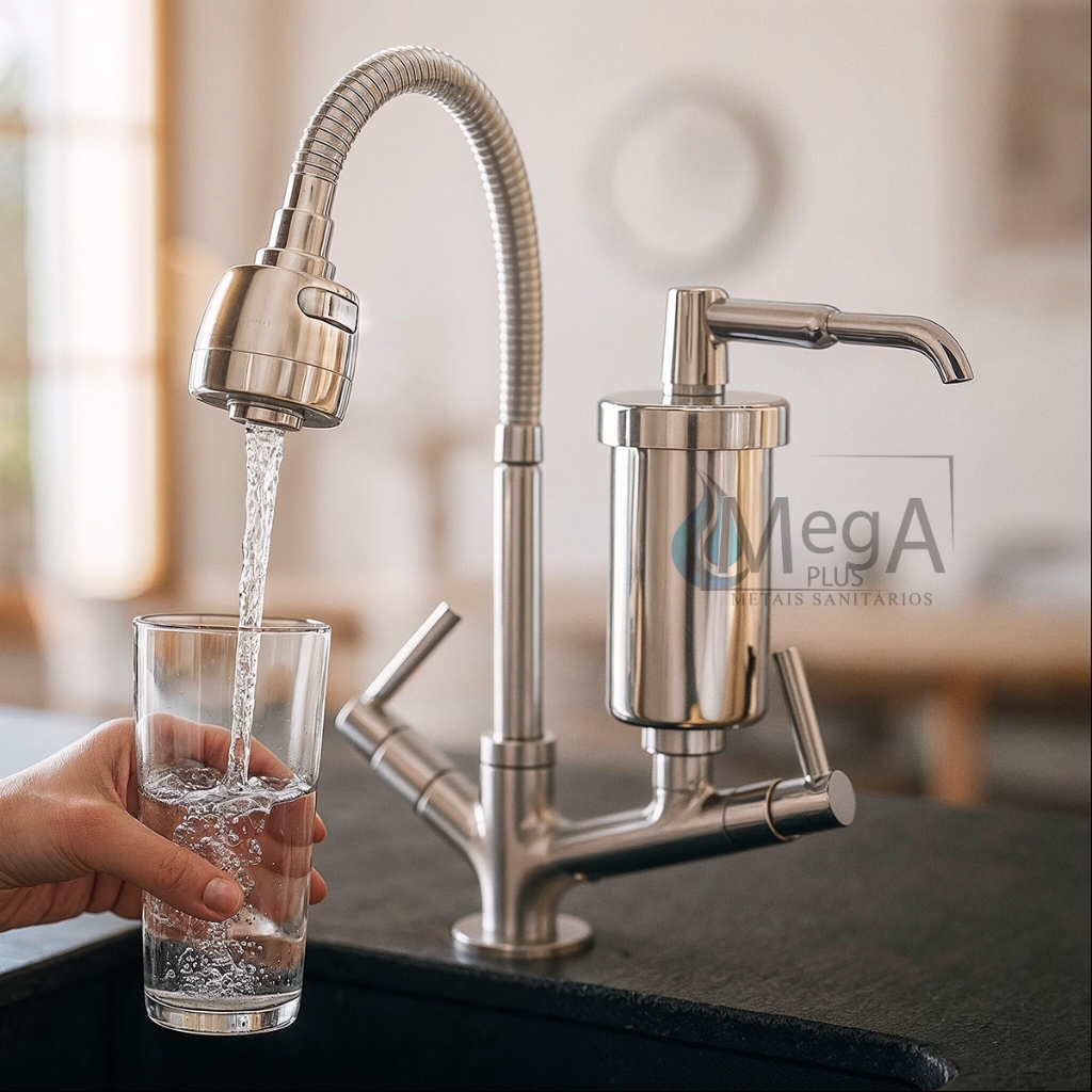 Torneira de Bancada Metal Inox Filtro Gourmet em Oferta na Shopee