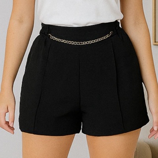 Short Duna com Corrente Soltinho do M ao GG em Oferta na Shopee