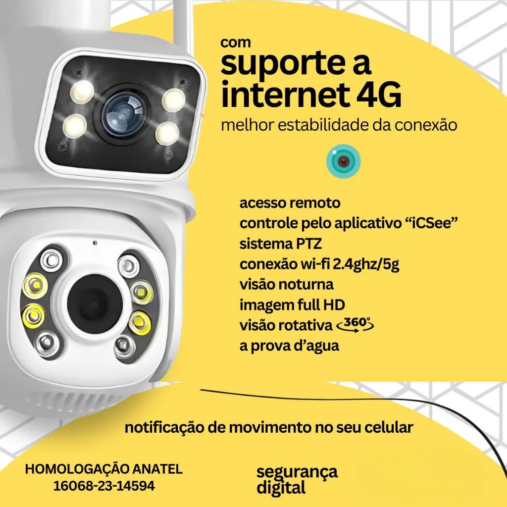 Câmera Wifi 4g Full Hd Externa Prova D'água Lente Dupla