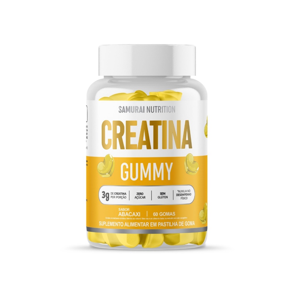 Creatina Gummy 60 Gomas Sabor Abacaxi - Samurai Nutrition em Oferta na Shopee