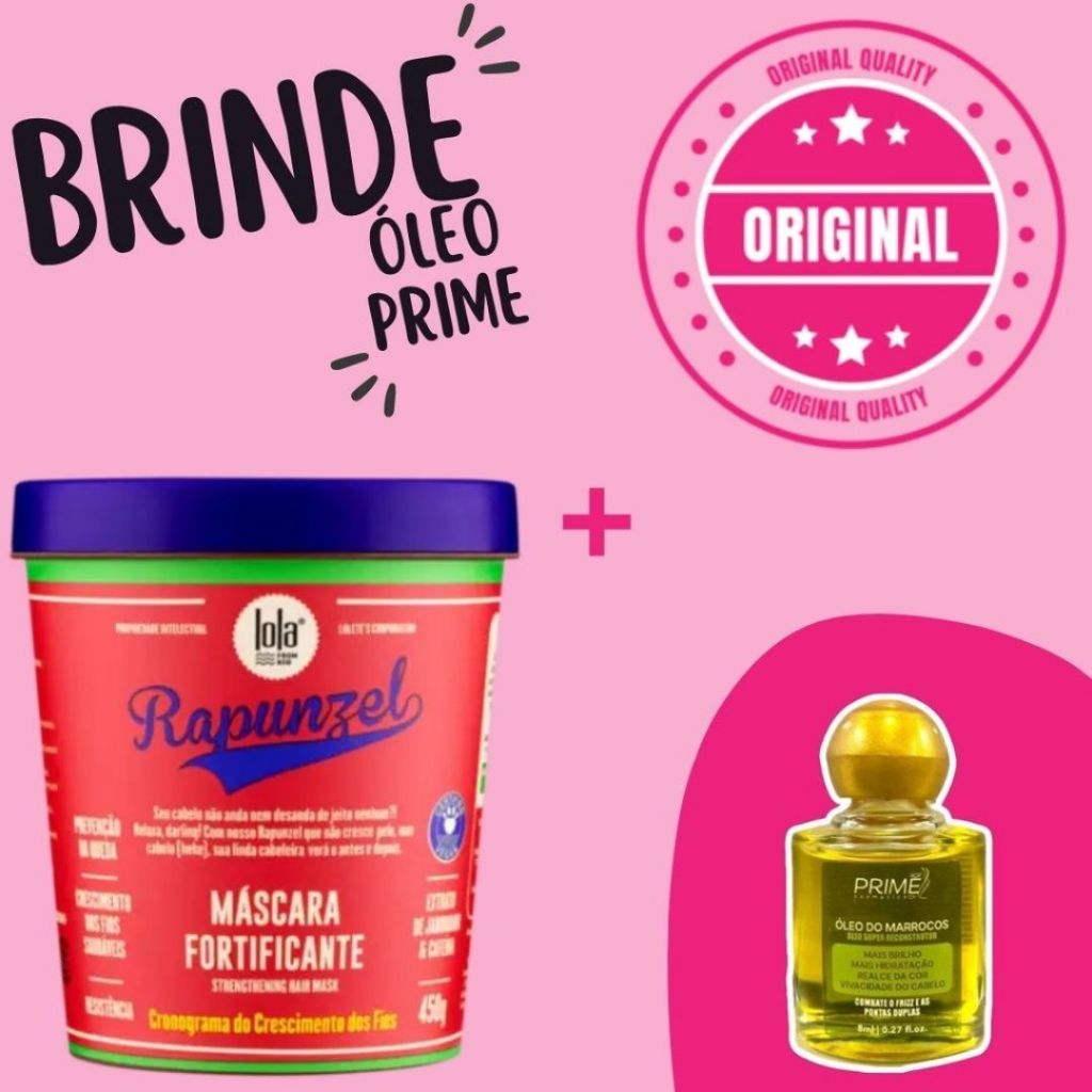 Kit Rapunzel de Crescimento Com Mascara 450g + Óleo de Argan Prime em Oferta na Shopee