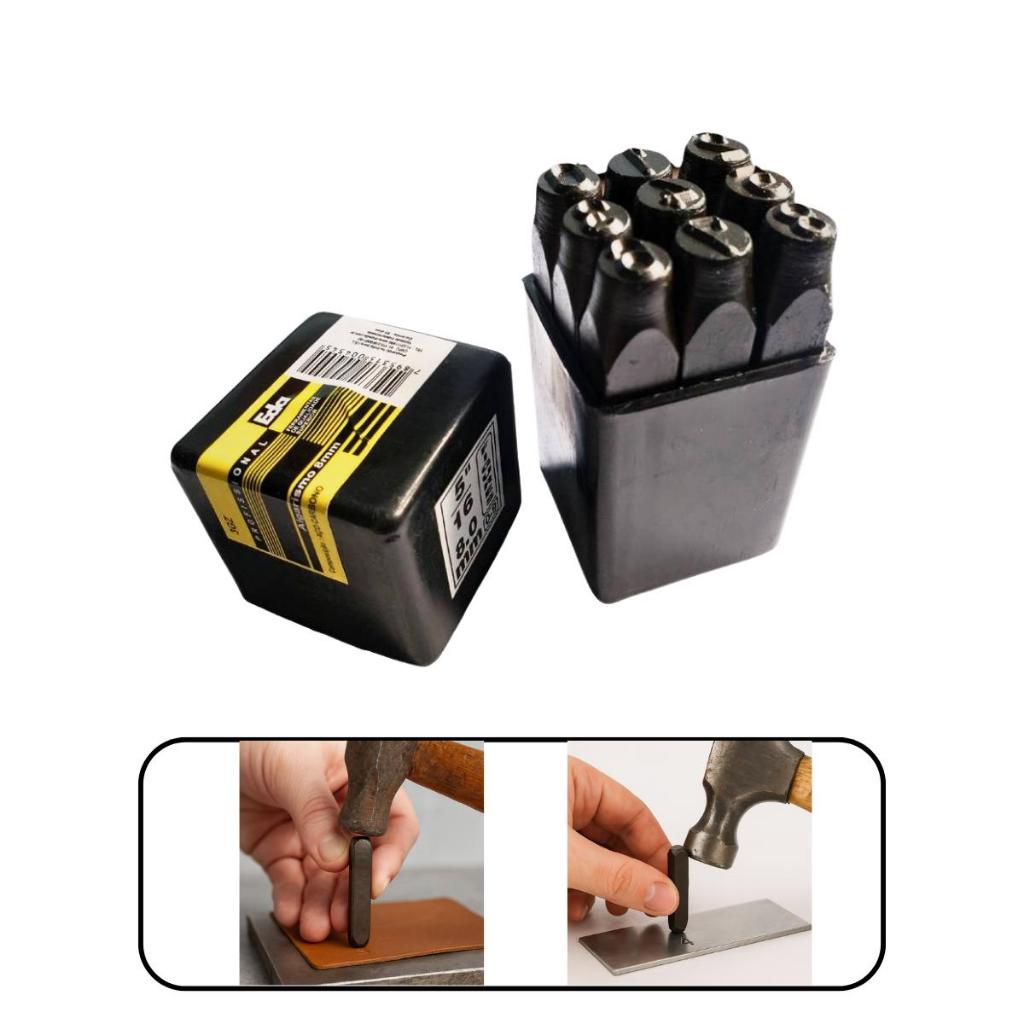 Kit de Punção Marcador Numerico 8mm Com 9 Peças