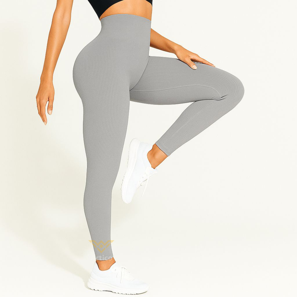 Calça Legging Canelada Premium de Cintura Alta Sem Costura Academia Feminina Elástica e Fitness