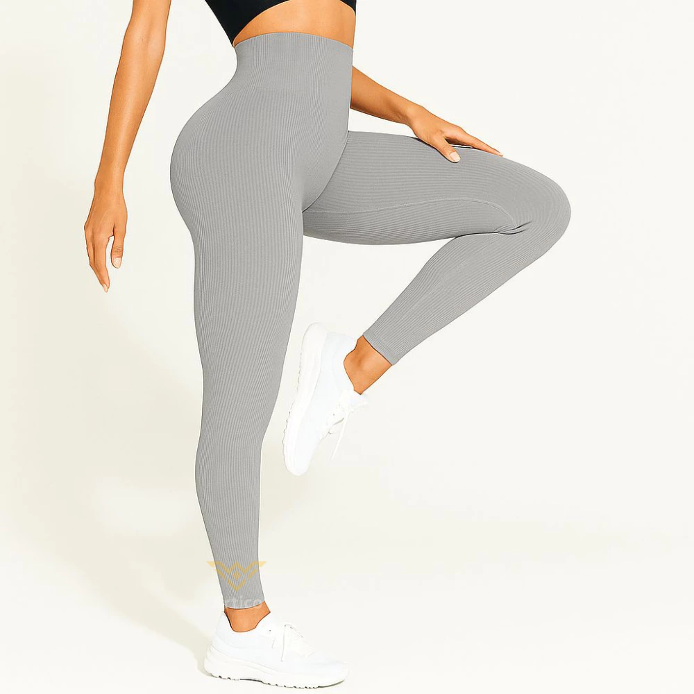 Calça Legging Canelada Premium de Cintura Alta Sem Costura Academia Feminina Elástica e Fitness — imagem 1