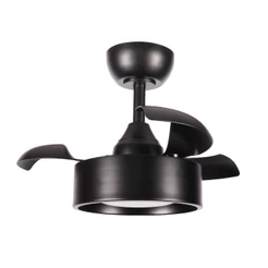 Ventilador De Teto Aliseu Retrátil Tulipa Preto - Bivolt - Com Controle Remoto