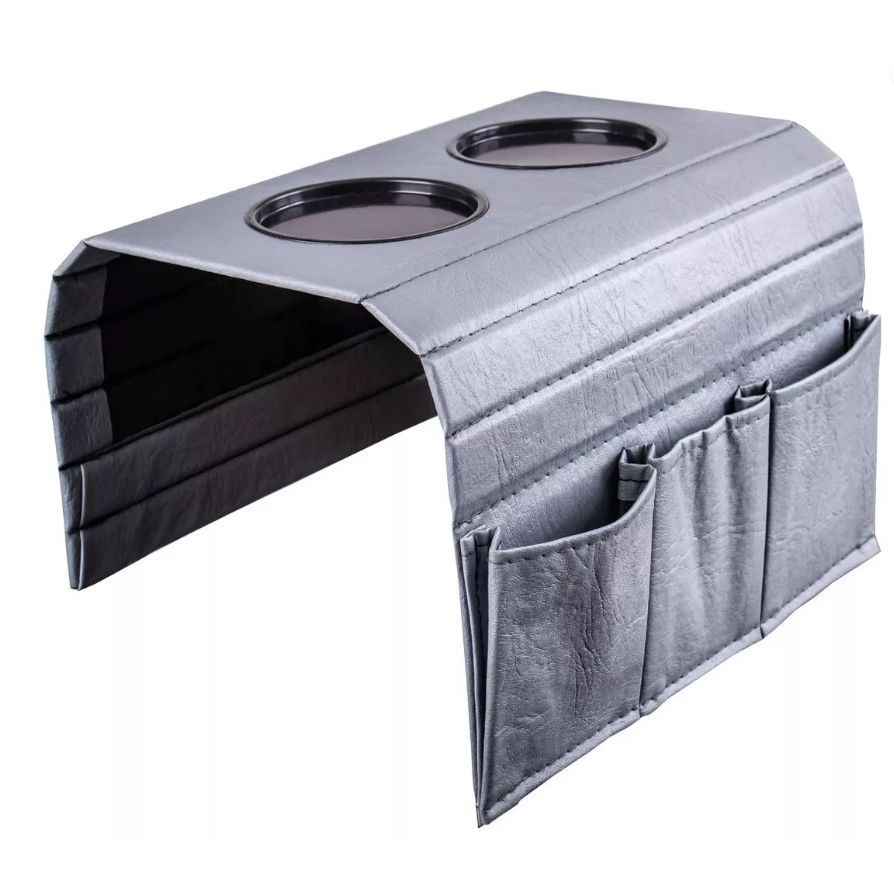 Bandeja Esteira Flexível Costurada varias cores com Porta Copos E Porta Controles para braço de sofa