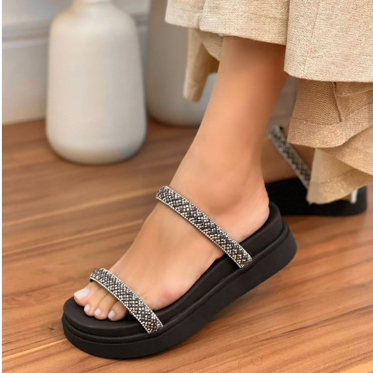 Sandália Feminina Plataforma Confortável Papete Birken Novidade