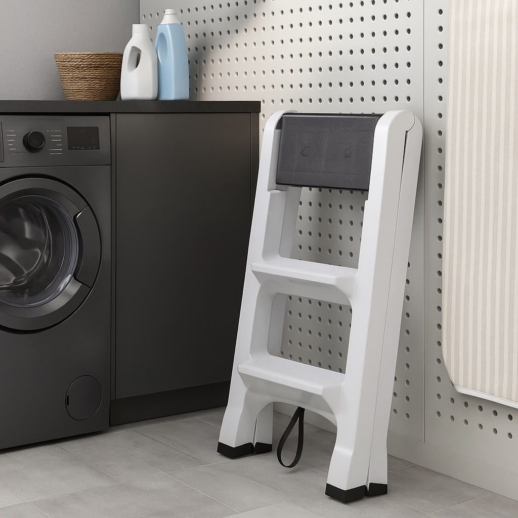 Escada Multiuso 3 Degraus Plástica | Suporta até 100kg – Uso Residencial e Comercial