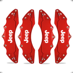Capa de Pinça de Freio Universal Esportiva Logo Jeep Escrita Compass Renegade Aro 17, 18, 19, 20, 21 + Cola Adesiva
