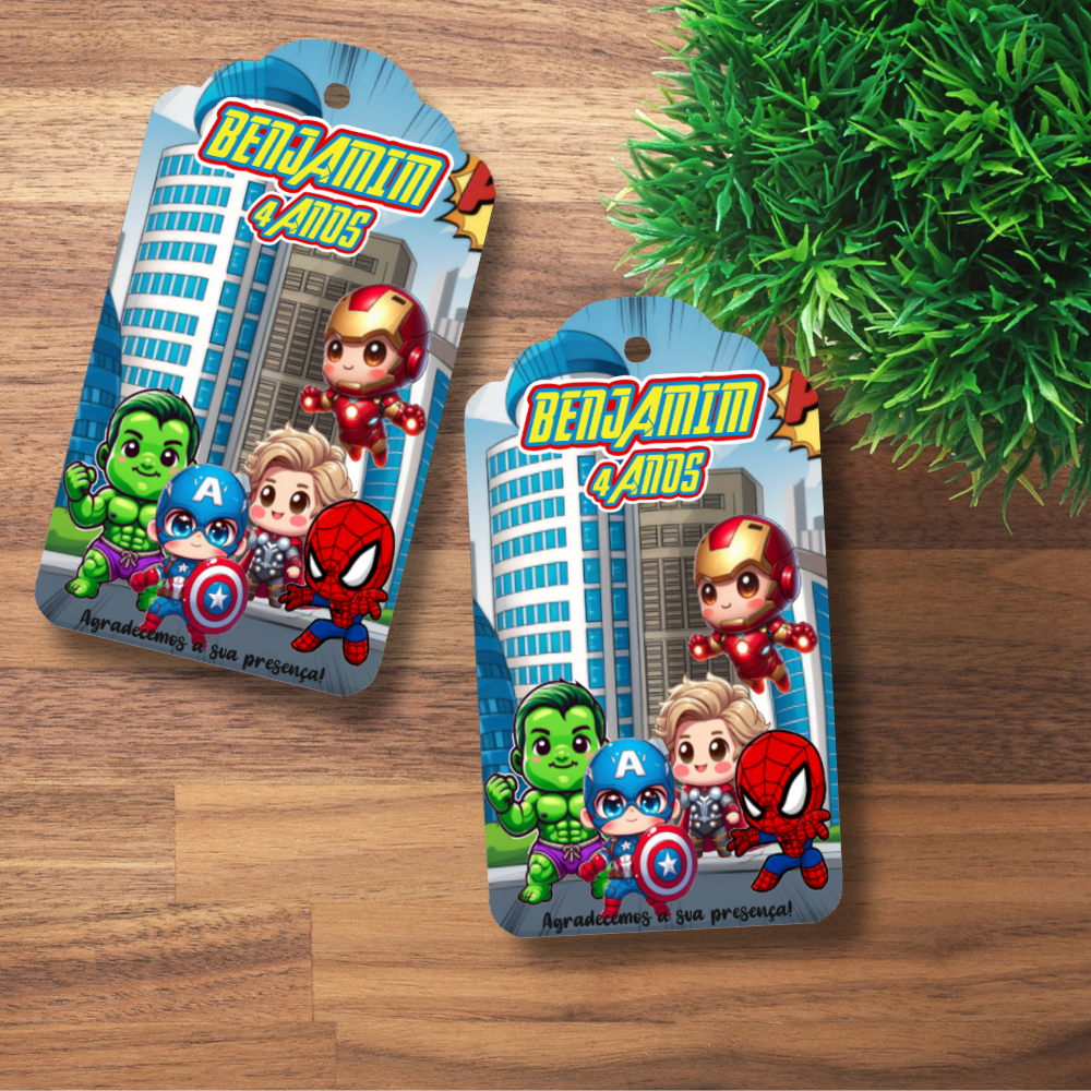 Tags Vingadores Baby l - Kit 40/60/80 ou 100 unidades - Vingadores Baby | Lembrancinha de Aniversário Personalizada