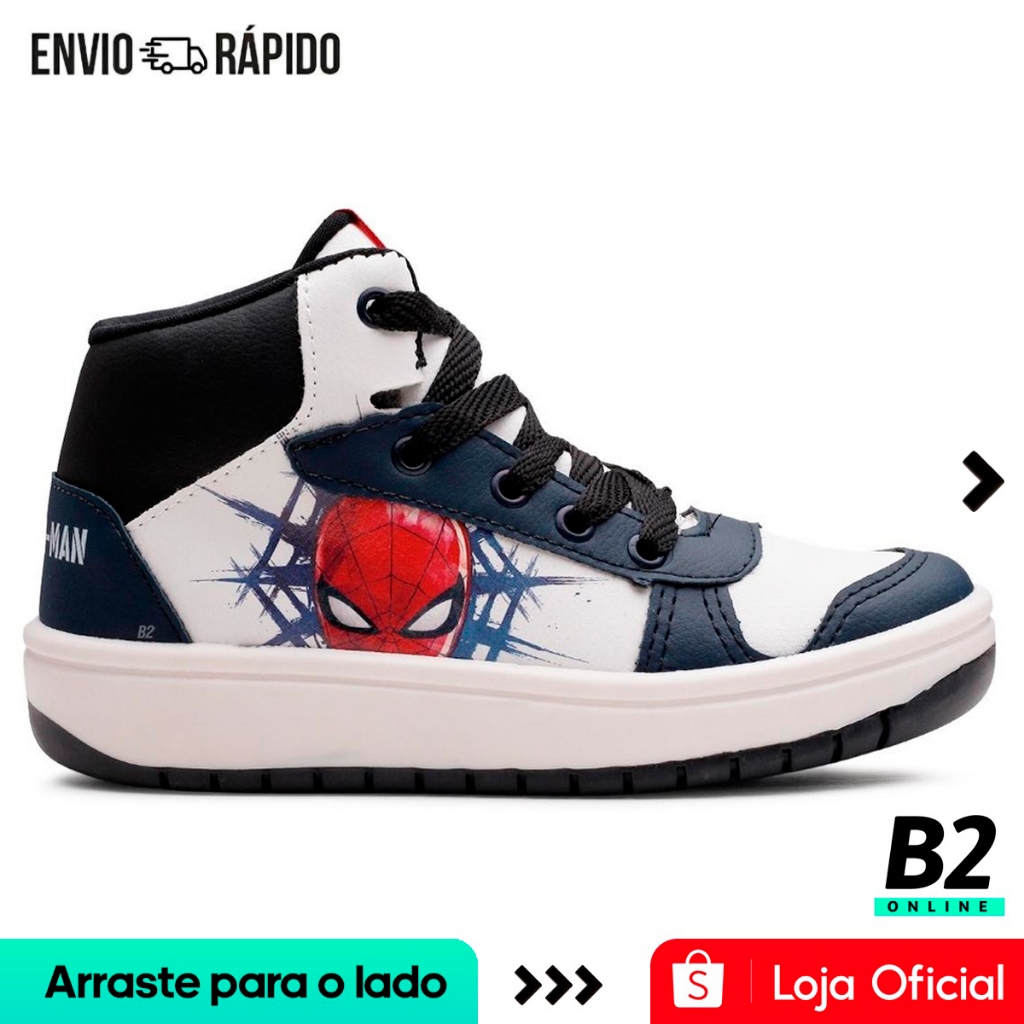 Tênis Marvel Homem Aranha Juvenil Cano Alto Original com Nota Fiscal e Garantia em Oferta na Shopee