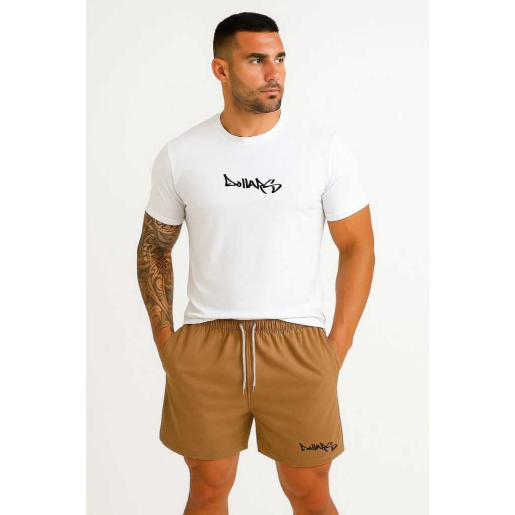 Camiseta E Bermuda Tactel Elastano Top Oferta Treino Academia OFERTA VERÃO PRAIA SKATE RUA STREETWEAR