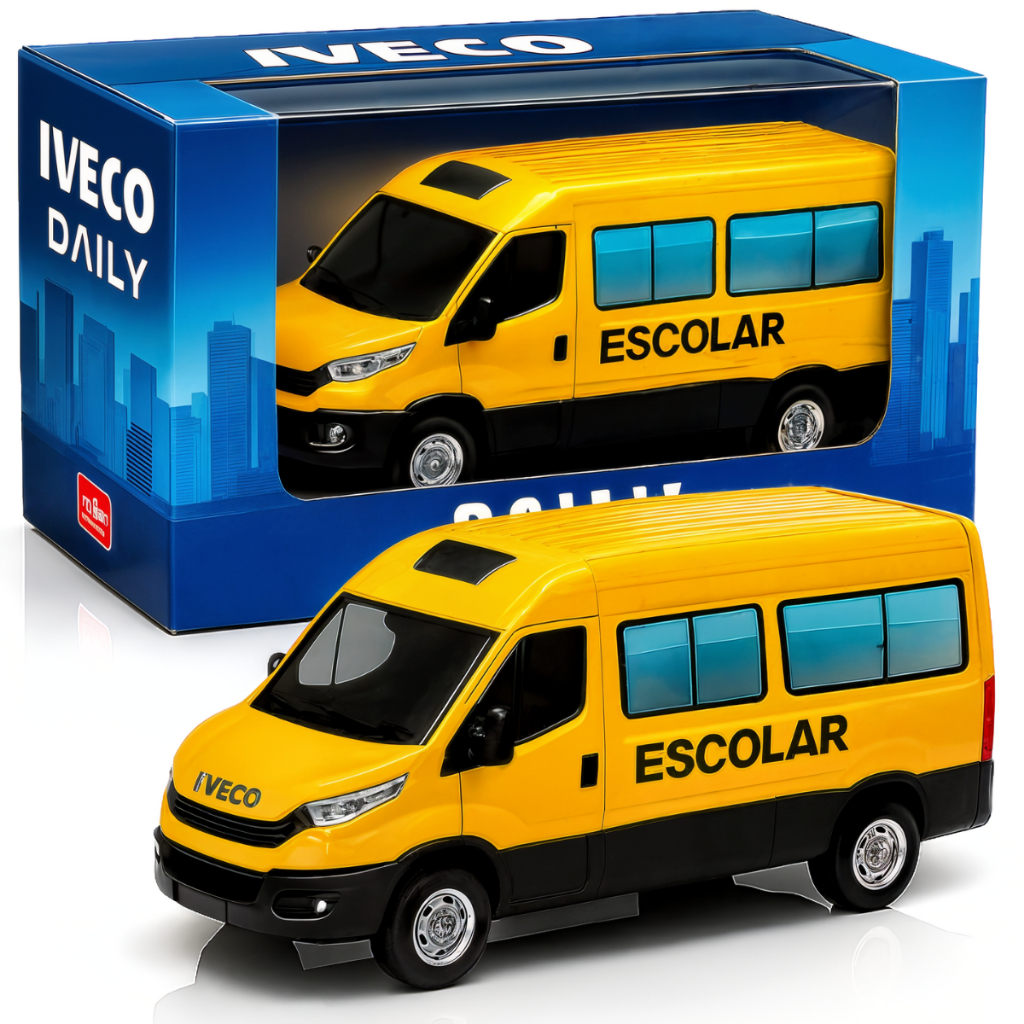 Perua Van Iveco Daily Escolar Brinquedo Realista Abre Portas em Oferta na Shopee