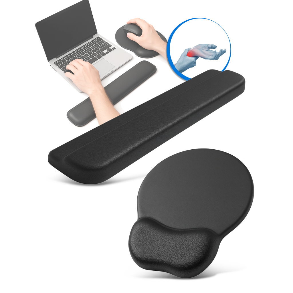 Kit Mousepad + TecladoPad Ergonomico Home Office Escritorio Computador Notebook Apoio Pulso Mão em Oferta na Shopee