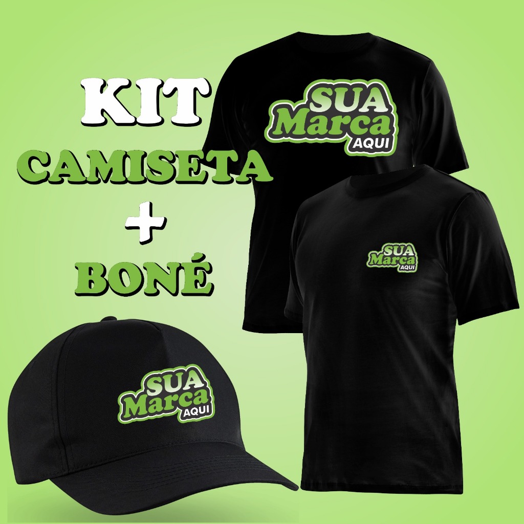 KIT BONE E CAMISETA Uniforme Personalizado com a sua logo IMPRESSÃO EM DTF ALTA QUALIDADE