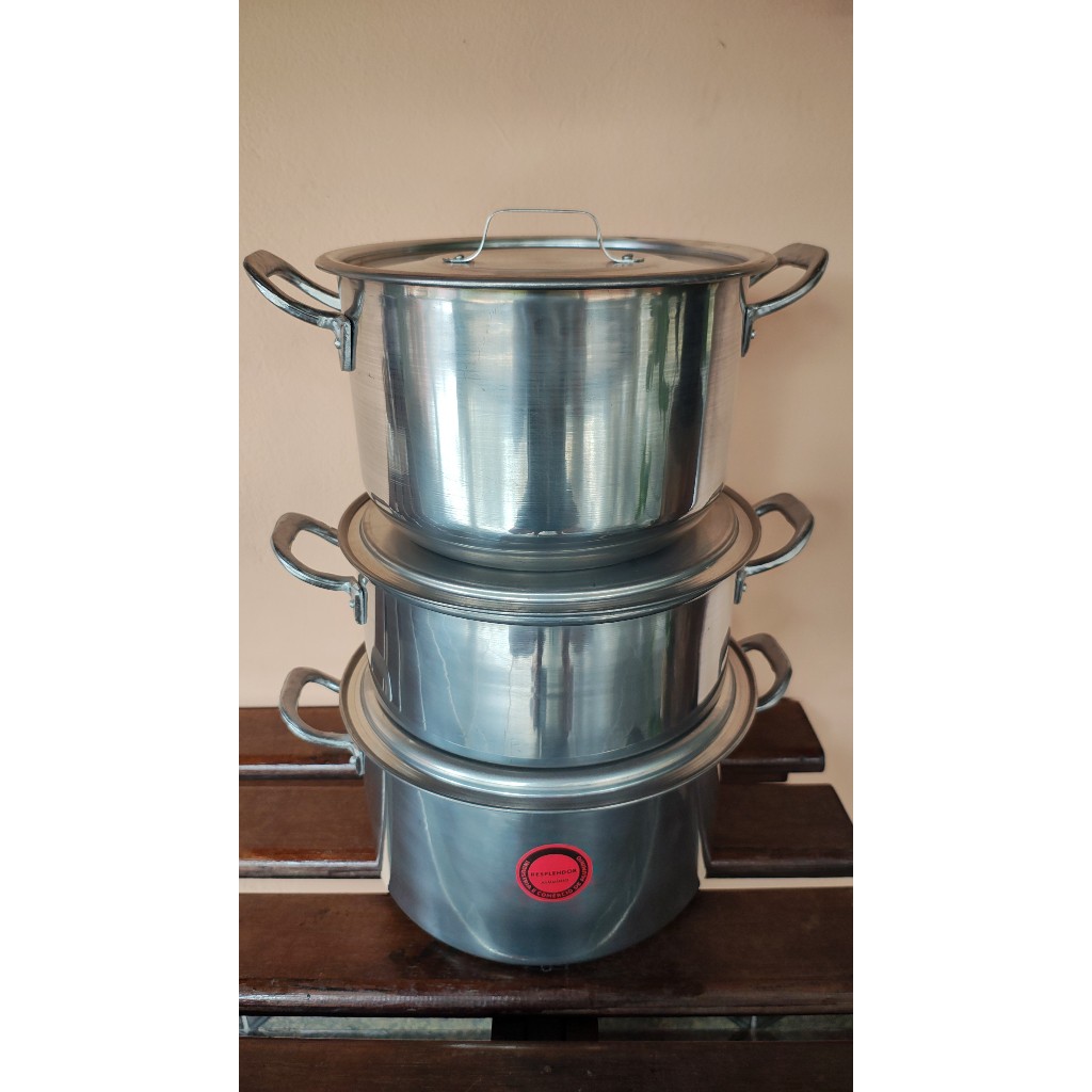 Kit Feijoada 3 Panelas Caçarolas Linha Hotel em Alumínio Polido Nº 22/ Nº 24/ Nº 26