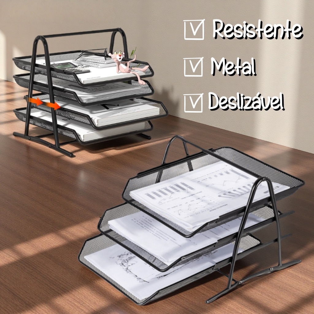Porta-arquivos de mesa porta A4 papel documentos organizador  4 bandeja 3 bandeja Material metálico