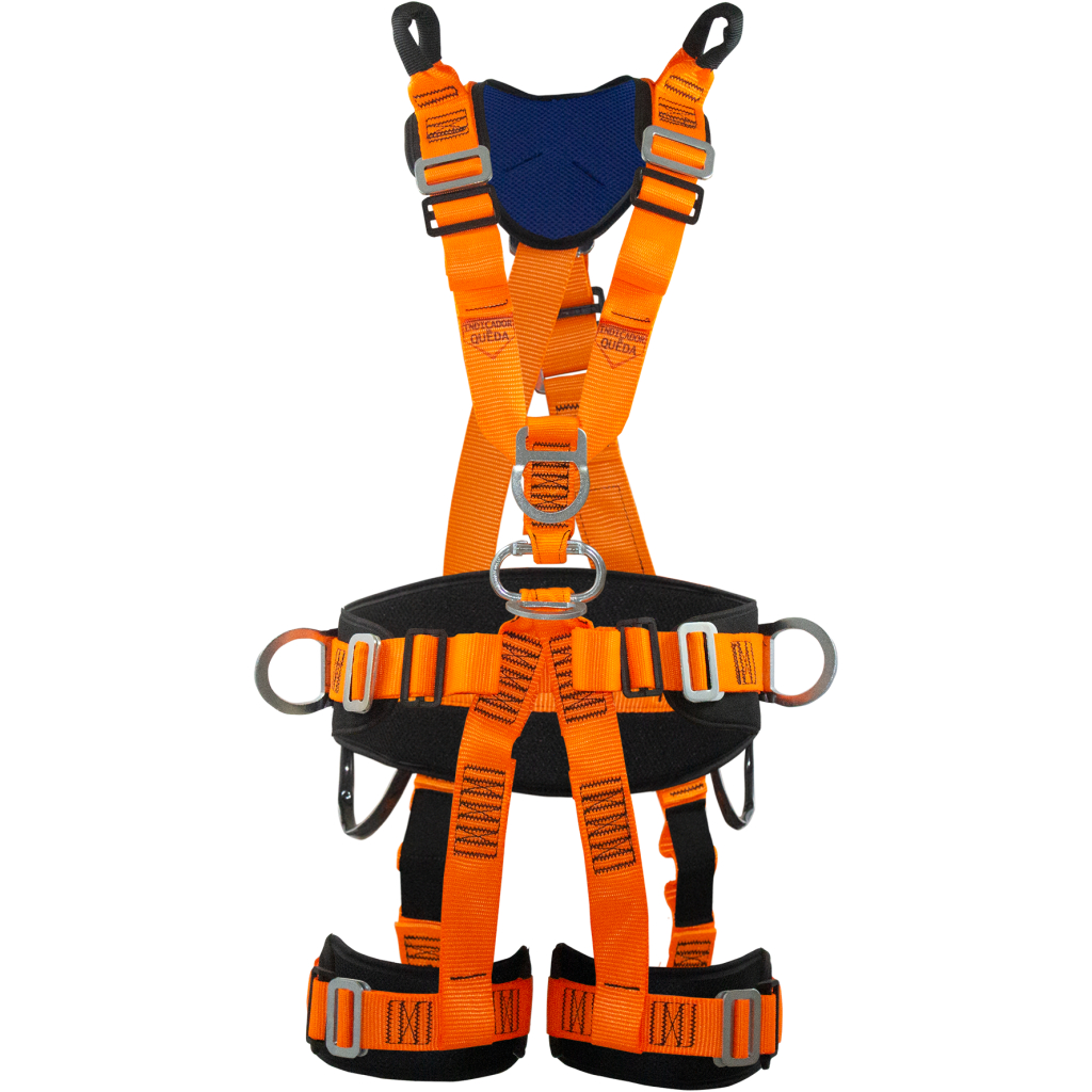 Cinturão Paraquedista Abdominal Dully DLT-025A CA43690 | 5 Pontos de Ancoragem – Laranja e Preto