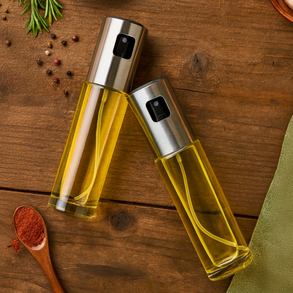 Kit 2 Borrifadores e Pulverizadores de Azeite e Óleo 100 ml em Vidro – Spray Reutilizável ...
