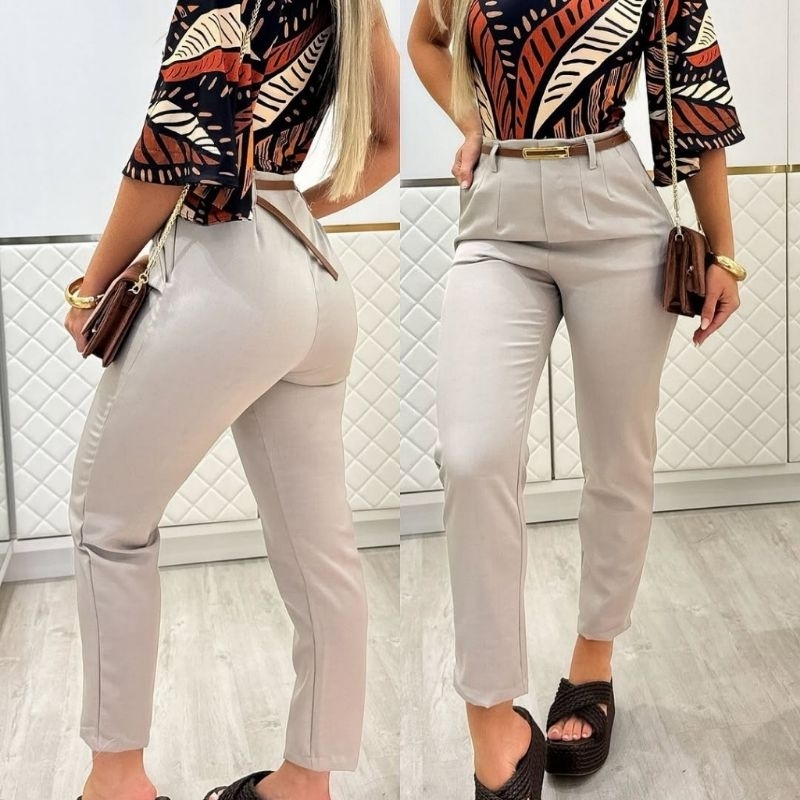 CALÇA ALFAIATÁRIA FEMININA SOCIAL CINTURA ALTA CASUAL ELEGANTE PREMIUM ZARA COM DEFEITO em Oferta na Shopee