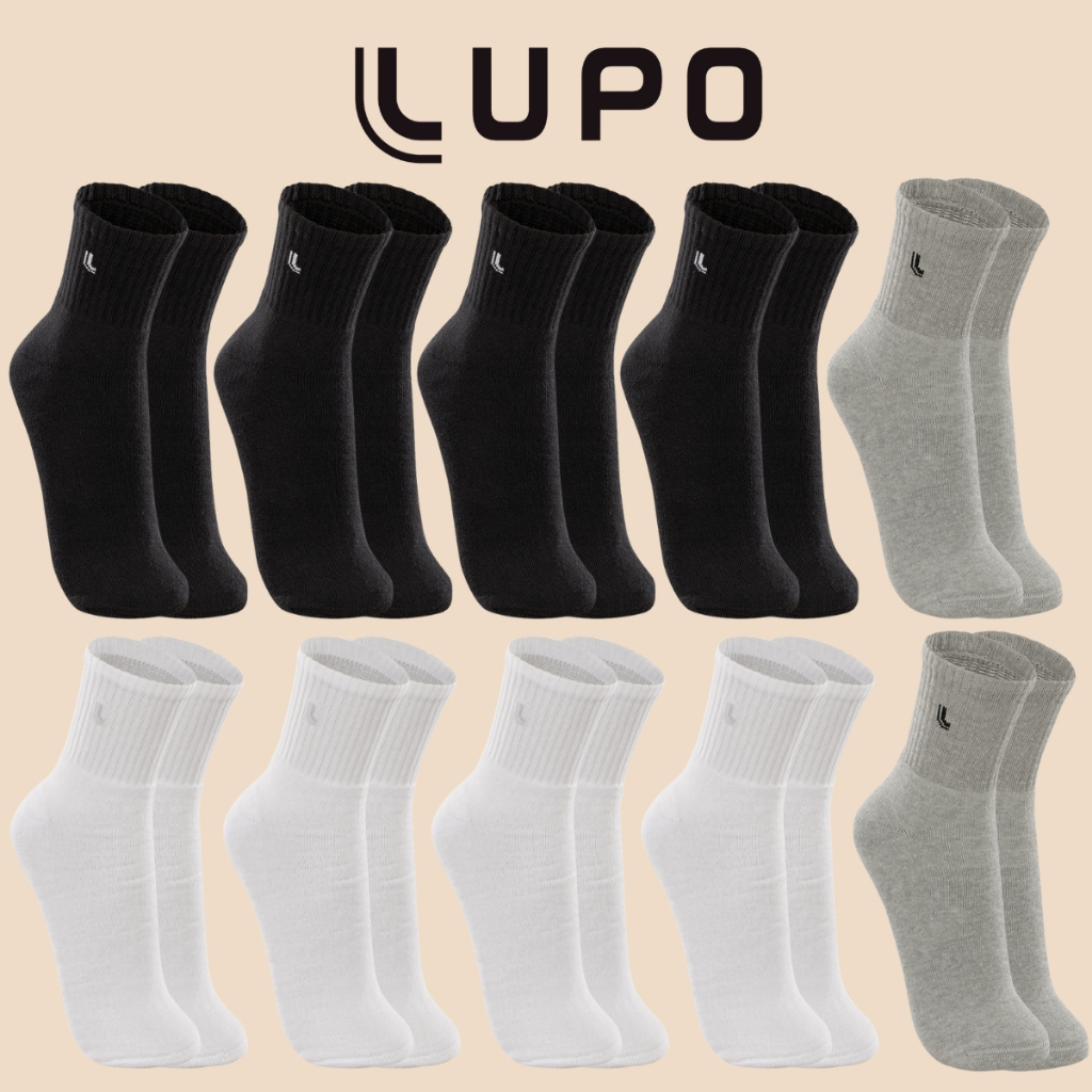 Kit De 10 Pares De Meias Lupo Cano Médio Unissex Em Algodão Tamanho 37 ao 44