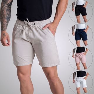 Kit 5 Shorts Mauricinho Sarja de Brim Bermuda Masculina Casual